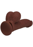 RealRock Rechargeable Silicone Dual Layered Vibrating Curved Dildo with Weighted Balls 8in - Chocolate
