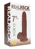 RealRock Ultra Realistic Skin Vibrating Rechargeable Straight Dildo with Balls 7in - Chocolate