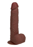 RealRock Ultra Realistic Skin Vibrating Rechargeable Straight Dildo with Balls 7in - Chocolate