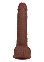 RealRock Ultra Realistic Skin Vibrating Rechargeable Straight Dildo with Balls 7in - Chocolate