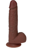 RealRock Ultra Realistic Skin Vibrating Rechargeable Straight Dildo with Balls 7in - Chocolate