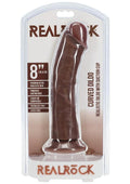 RealRock Realistic Skin Curved Dildo 8in - Chocolate