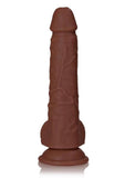 RealRock Realistic Skin Straight Realistic Dildo with Balls and Suction Cup 8in - Chocolate
