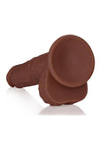 RealRock Realistic Skin Straight Realistic Dildo with Balls and Suction Cup 8in - Chocolate