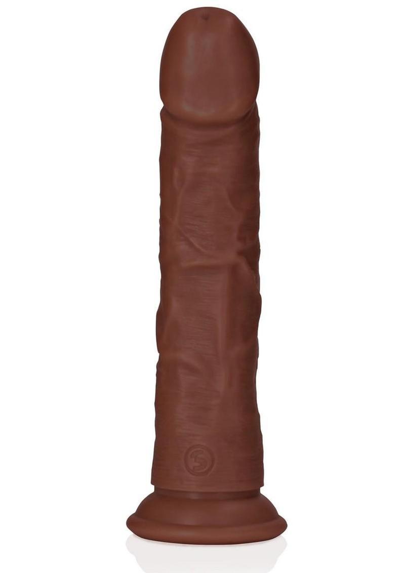 RealRock Realistic Skin Curved Dildo 7in - Chocolate