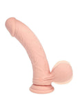 RealRock Rechargeable Silicone Dual Layered Vibrating Curved Dildo with Weighted Balls 8in - Vanilla