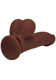 RealRock Rechargeable Silicone Dual Layered Vibrating Curved Dildo with Weighted Balls 7in - Chocolate