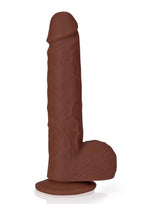 RealRock Realistic Skin Straight Realistic Dildo with Balls and Suction Cup 7in - Chocolate