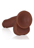 RealRock Realistic Skin Straight Realistic Dildo with Balls and Suction Cup 7in - Chocolate