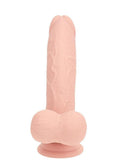 RealRock Rechargeable Silicone Dual Layered Vibrating Curved Dildo with Weighted Balls 7in - Vanilla