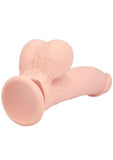 RealRock Rechargeable Silicone Dual Layered Vibrating Curved Dildo with Weighted Balls 7in - Vanilla