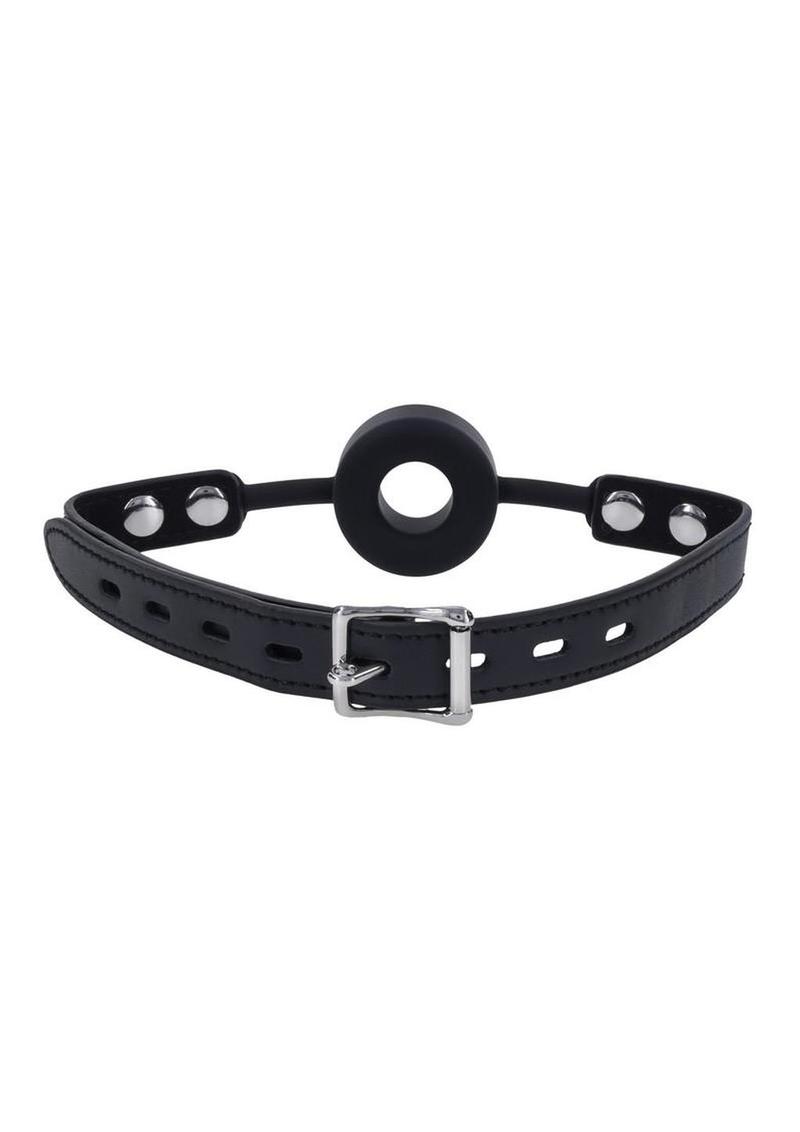 Edge Silicone Ring Gag - Black/Silver