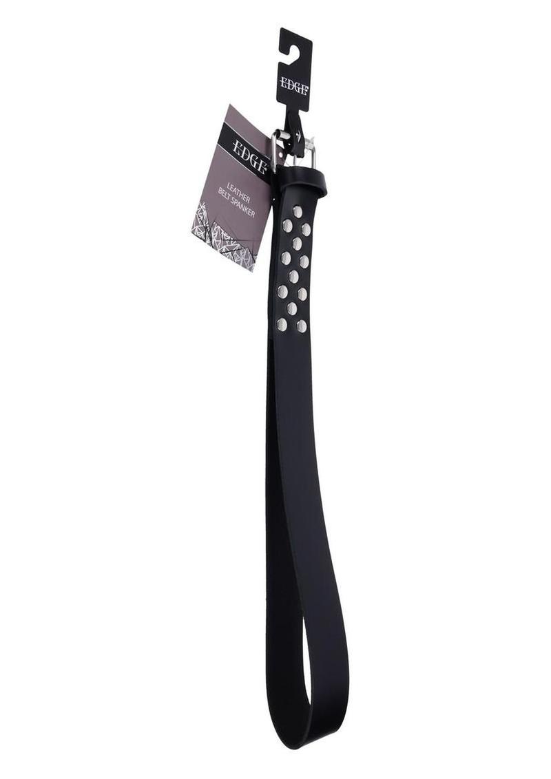 Edge Leather Belt Spanker - Black/Silver