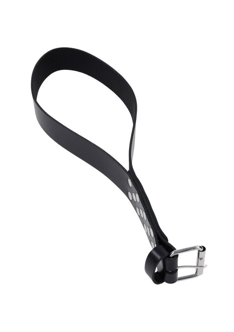 Edge Leather Belt Spanker - Black/Silver