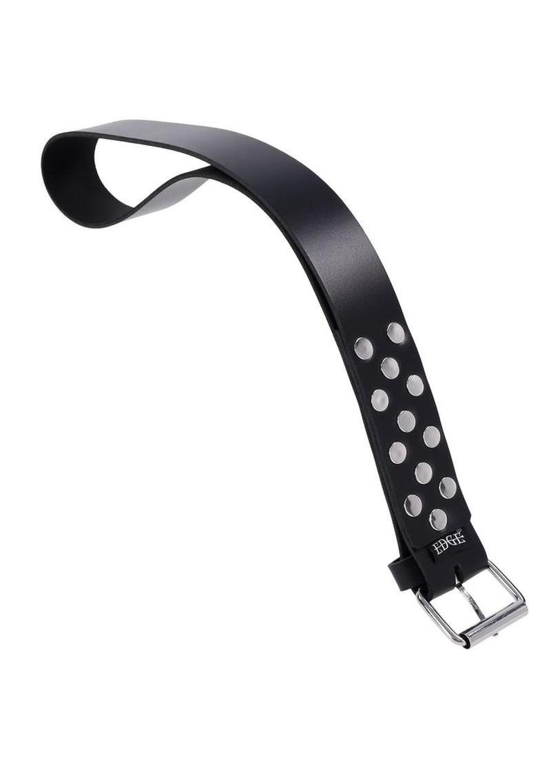 Edge Leather Belt Spanker - Black/Silver