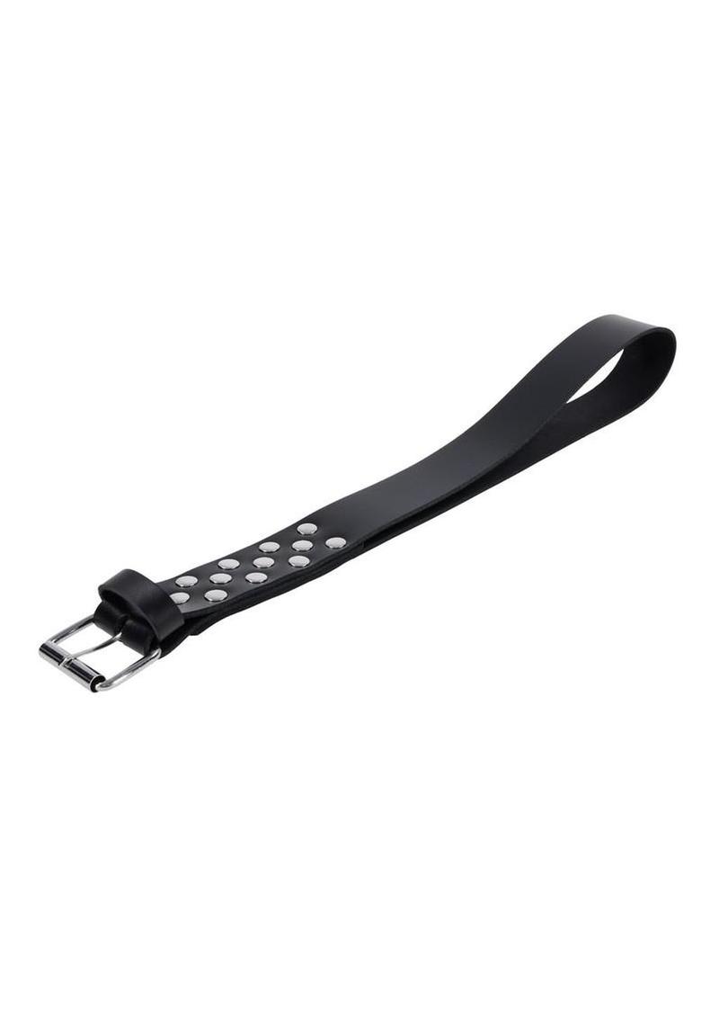 Edge Leather Belt Spanker - Black/Silver