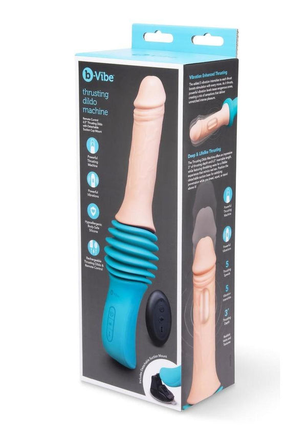 B-Vibe Thrusting Silicone Dildo Machine with Remote 6.5in - Vanilla