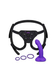 B-Vibe Vibrating Curved Strap-On Kit - Black/Purple