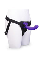 B-Vibe Vibrating Curved Strap-On Kit - Black/Purple