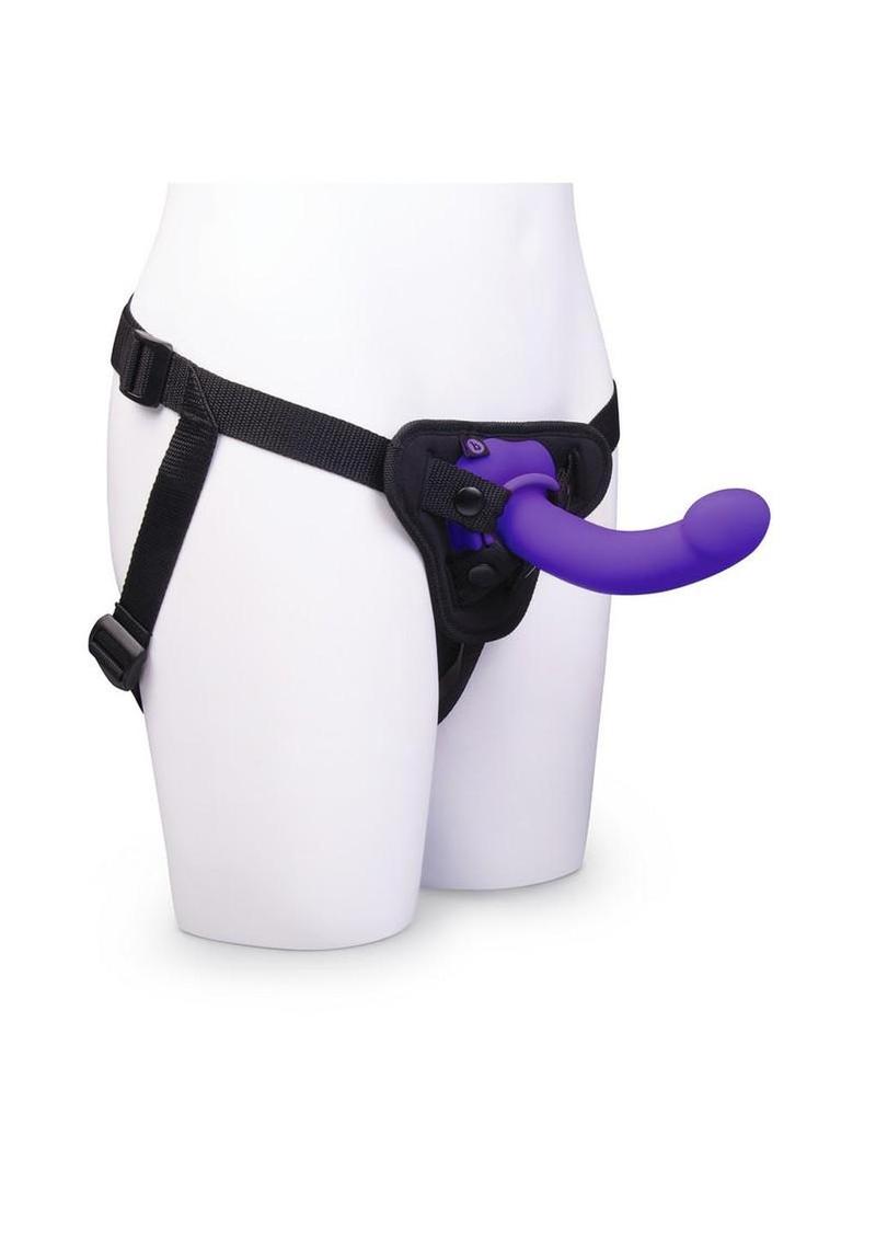 B-Vibe Vibrating Curved Strap-On Kit - Black/Purple