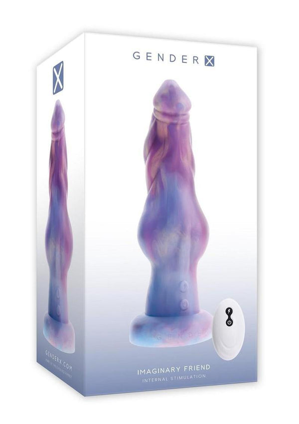 Gender X Imaginary Friend Rechargeable Silicone Vibrating Dildo with Remote Control - Multicolor