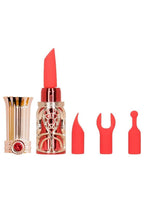 BMS Factory Ruby Kiss Lipstick Rechargeable Silicone Clitoral Stimulator Set - Red/Rose Gold