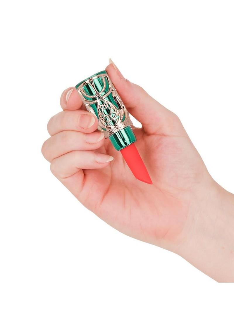 BMS Factory Emerald Kiss Lipstick Rechargeable Silicone Clitoral Stimulator Set - Green/Rose Gold