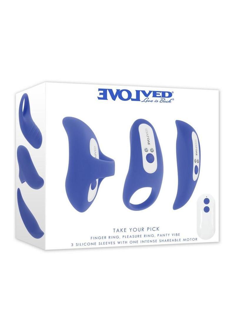 Take Your Pick Rechargeable Silicone Bullet Set with Remote - Blue/White