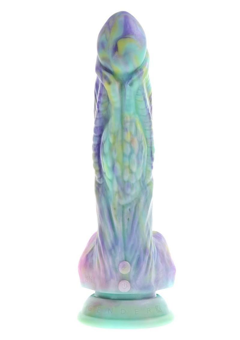 Gender X Monster's Ball Rechargeable Silicone Thrusting Vibrating Dildo with Remote Control - Multicolor