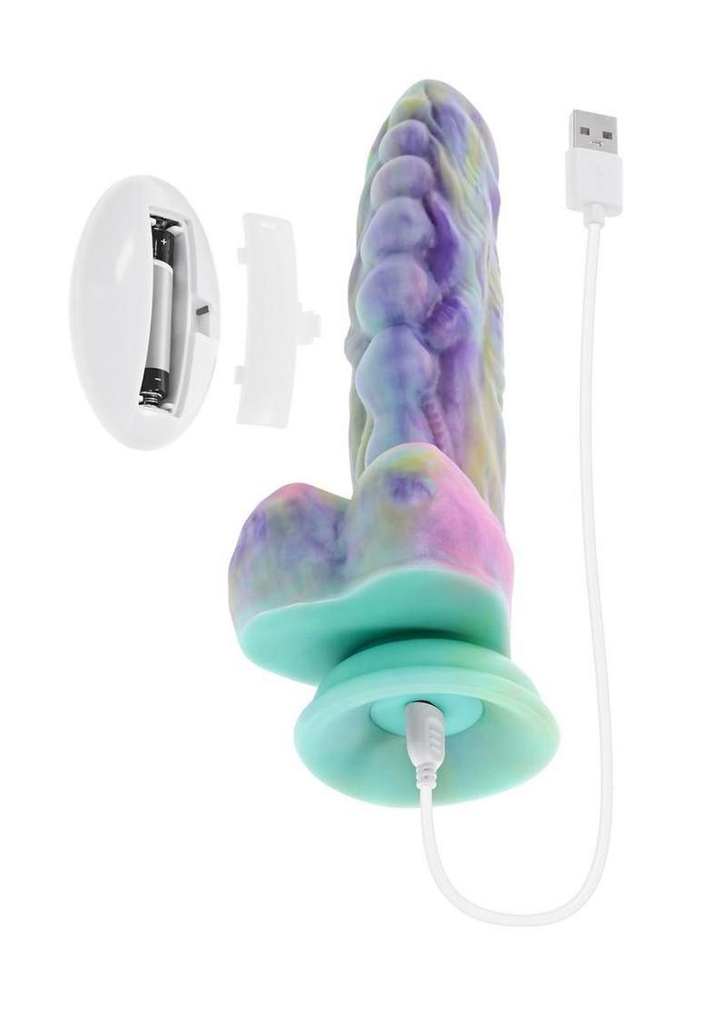 Gender X Monster's Ball Rechargeable Silicone Thrusting Vibrating Dildo with Remote Control - Multicolor
