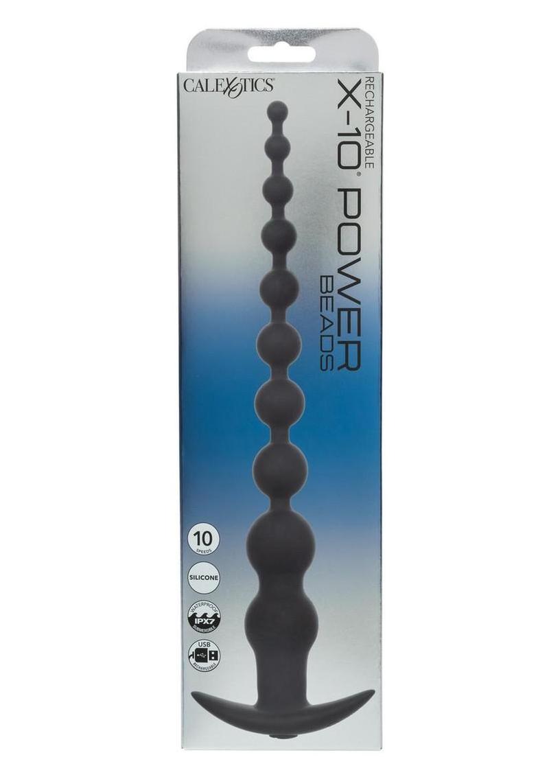 Anal Toys Rechargeable X-10 Silicone Power Beads 11in - Black