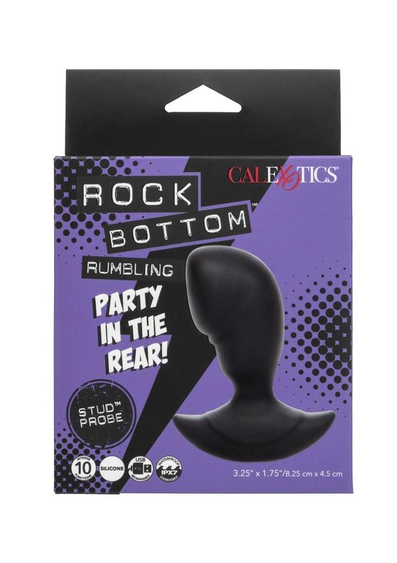 Rock Bottom Rumbling Stud Rechargeable Silicone Anal Probe - Black