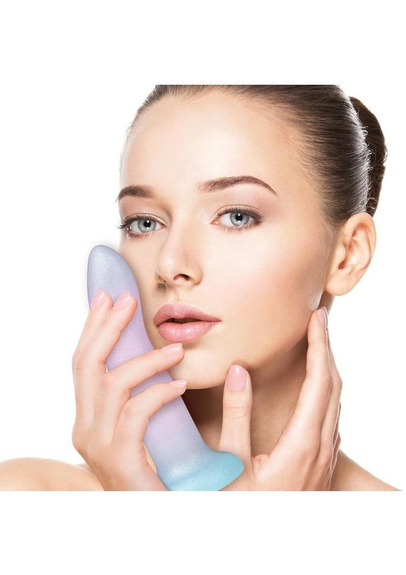 Mixers Blueberry Crush Silicone G-Spot Dildo with Suction Cup 8in - Blue/Lavender