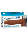 Fantasy X-Tensions Elite Vibrating Rechargeable Silicone Dual Density Hollow Strap-On 8in - Caramel