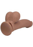 RealRock Rechargeable Silicone Dual Layered Vibrating Curved Dildo with Weighted Balls 7in - Caramel