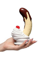 Simply Sweet Chocolate Dipped Banana Split Premium Silicone Dildo 7.4in - Multicolor
