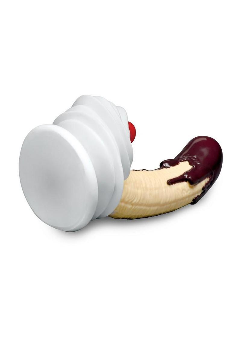 Simply Sweet Chocolate Dipped Banana Split Premium Silicone Dildo 7.4in - Multicolor