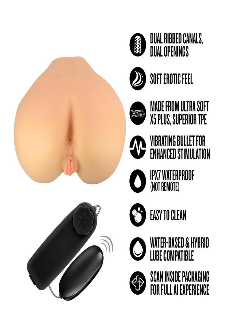 EnLust Annabella Vibrating Masturbator - Pussy/Ass - Vanilla