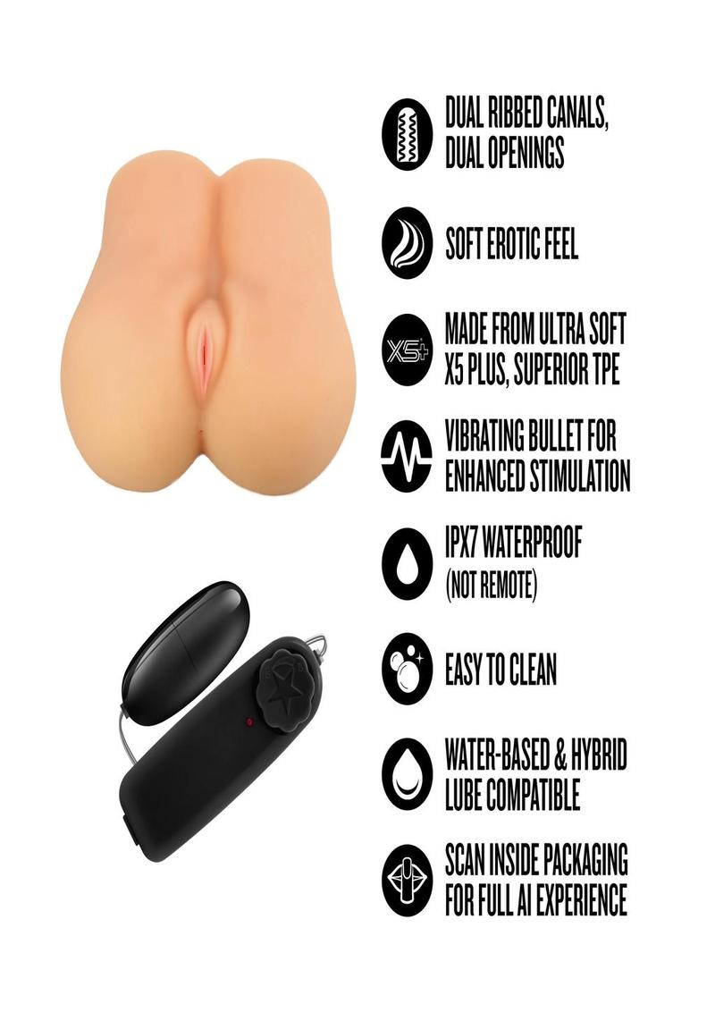 EnLust Hallie Vibrating Masturbator - Pussy/Ass - Vanilla