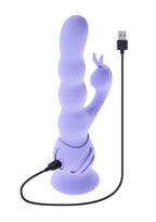 Wiggly Bunny Rechargeable Silicone Rabbit Vibrator - Purple
