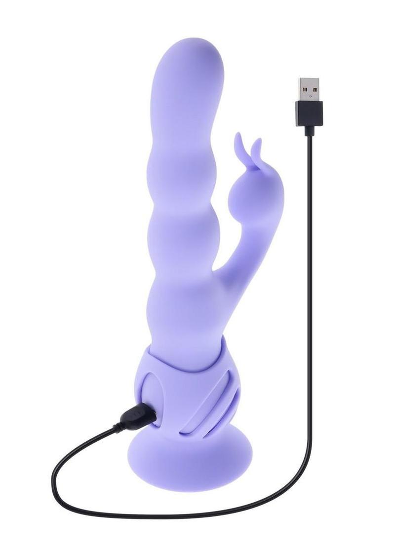 Wiggly Bunny Rechargeable Silicone Rabbit Vibrator - Purple