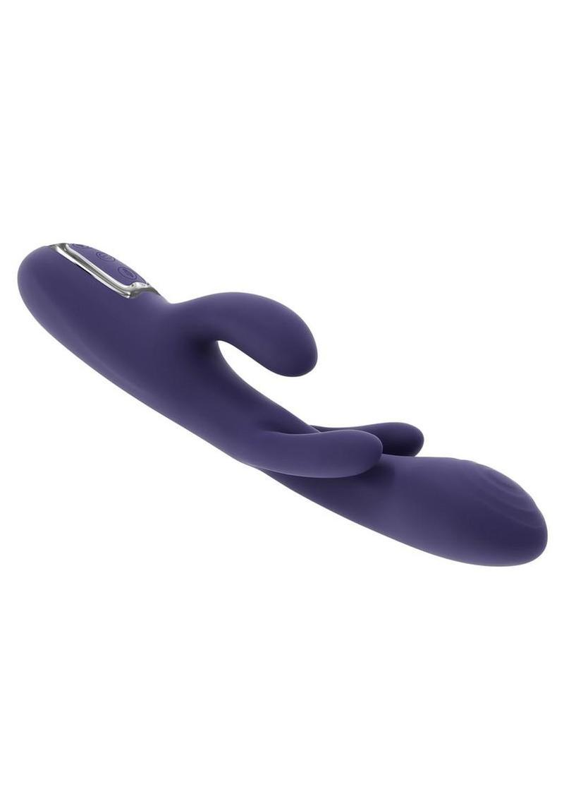 Bow Down Rechargeable Silicone Vibrator with Clitoral Stimulator - Purple