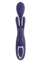 Bow Down Rechargeable Silicone Vibrator with Clitoral Stimulator - Purple