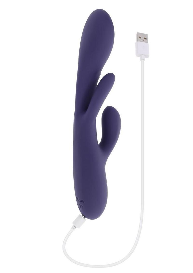 Bow Down Rechargeable Silicone Vibrator with Clitoral Stimulator - Purple