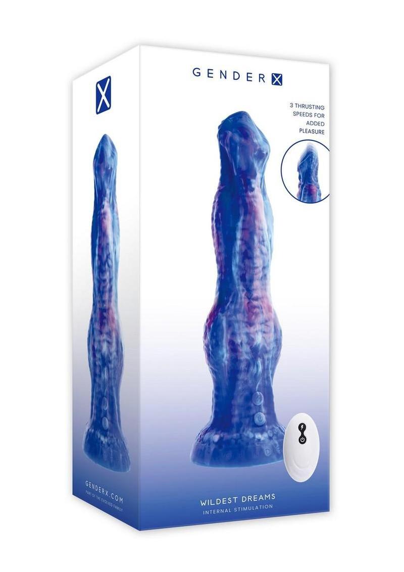 Gender X Wildest Dreams Rechargeable Silicone Vibrating Dildo with Remote Control - Multicolor