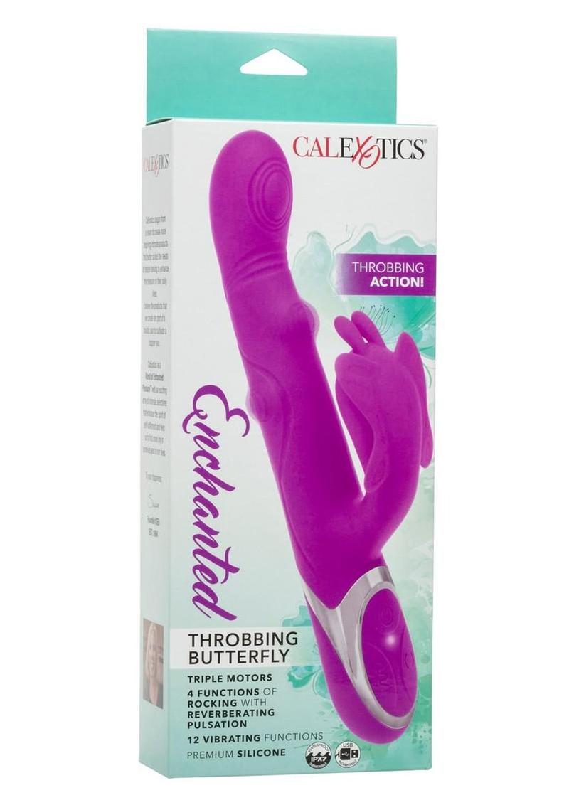 Enchanted Throbbing Butterfly Rechargeable Silicone Vibrator - Purple