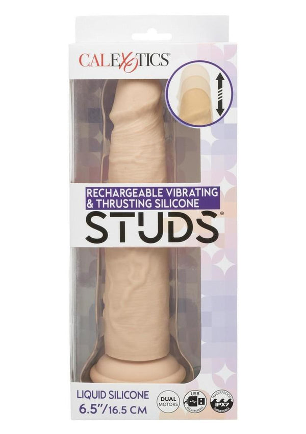 Rechargeable Vibrating & Thrusting Silicone Studs - Vanilla