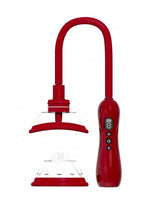 Pumped Automatic Rechargeable Vulva and Breast Pump with Rotating & Vibrating Tongue - Red