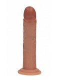 RealRock Dual Layered Silicone Curved Realistic Dildo with Suction Cup 7in - Caramel