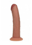 RealRock Dual Layered Silicone Curved Realistic Dildo with Suction Cup 7in - Caramel